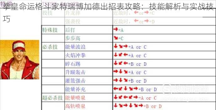 拳皇命运格斗家特瑞博加德出招表攻略:技能解析与实战技巧